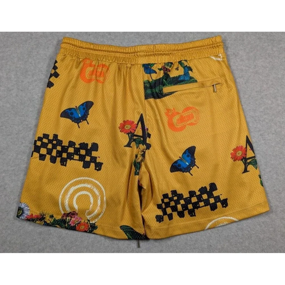 Almost Someday Men Shorts XL Floral Art Mesh Drawstring Retro Relax Fit‎